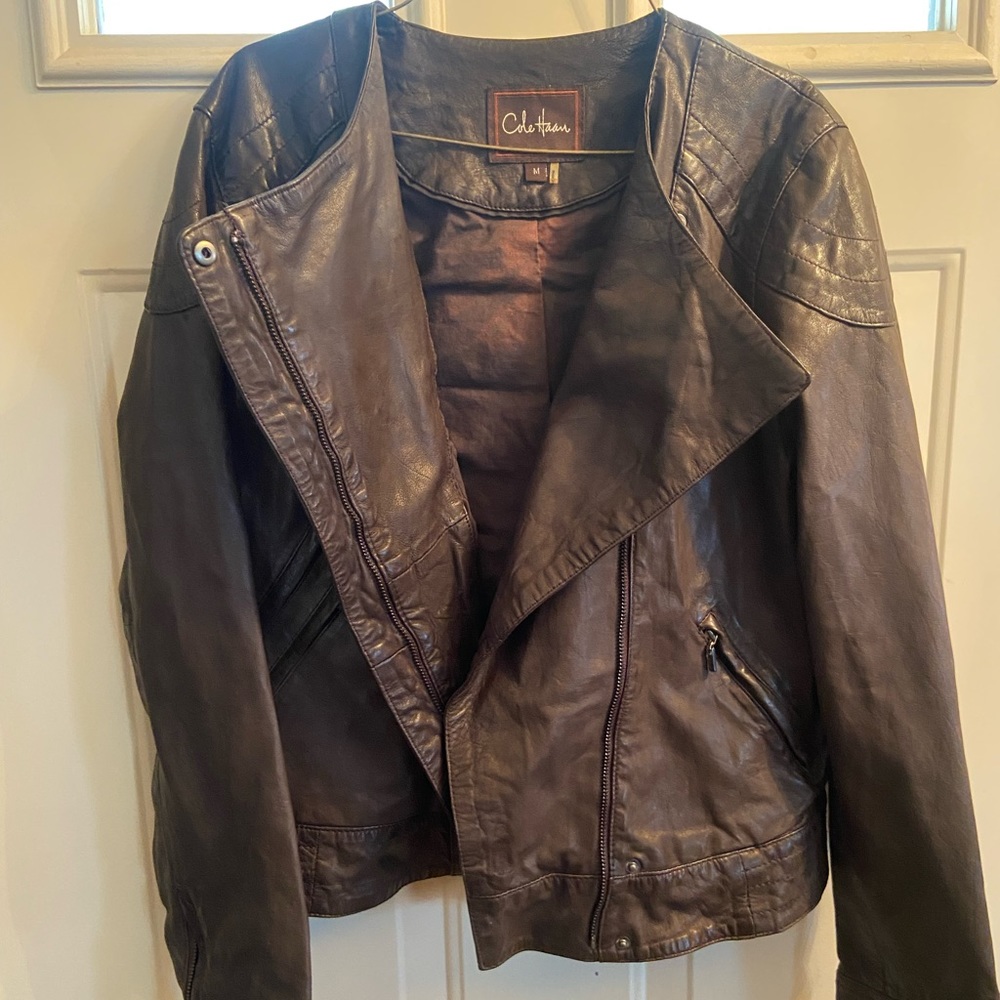Brown leather jacket
